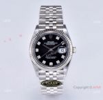Clean Factory 1:1 Copy Rolex Datejust I 36mm 3235 Watch Black Diamonds with Jubilee